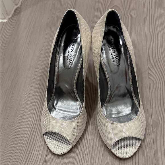 Taryn Rose Cream Peep Toe Heels